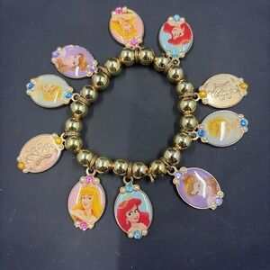 Vintage Child's Disney Princess Stretch Charm Bracelet